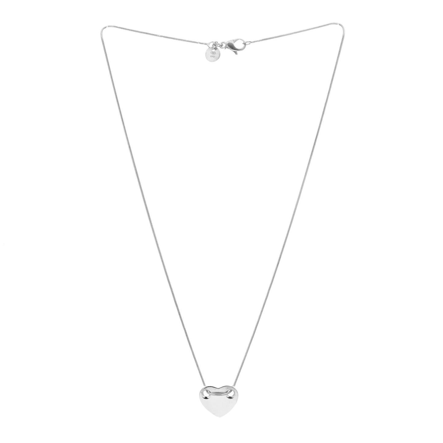 Sterling Silver Flat Heart Pendant Necklace