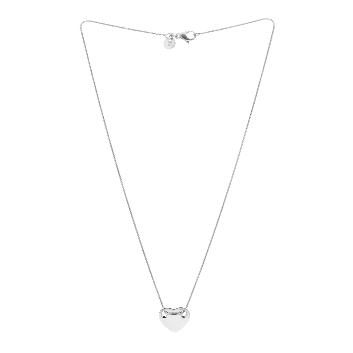 Tiffany Sterling Silver Flat Heart Pendant Necklace 2 of 3