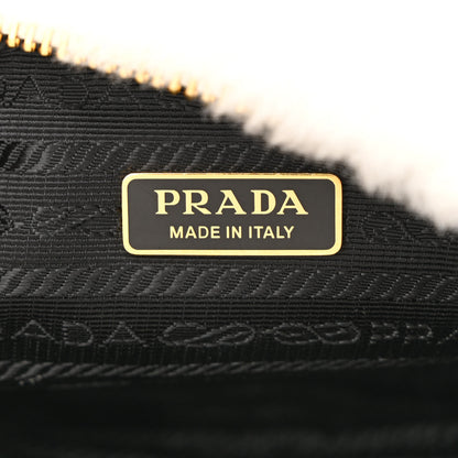 Prada Shearling Nappa Mini Re-Edition Shoulder Bag White 6 of 11
