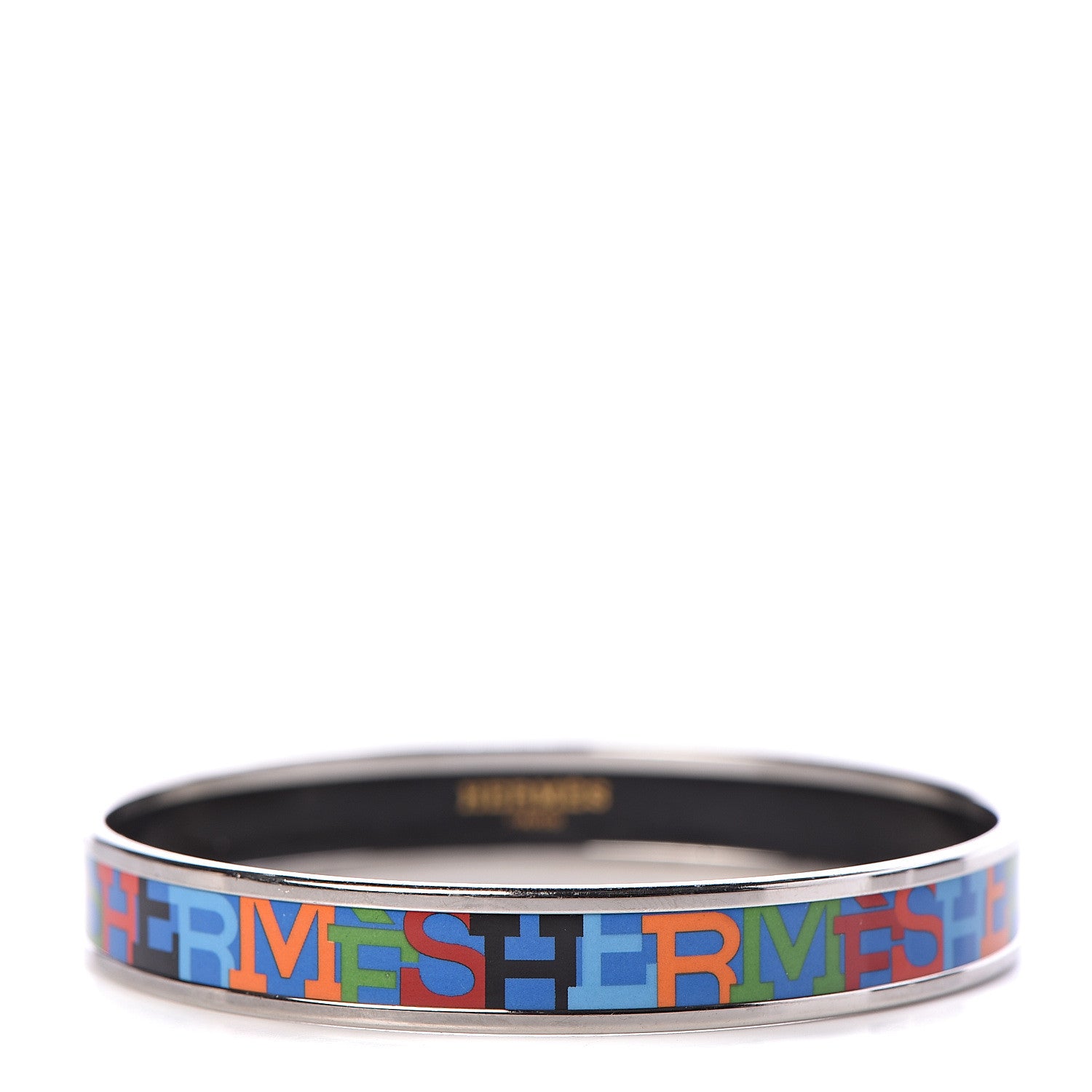 Hermes Enamel Printed Narrow Capitales Bracelet 70 1 of 5