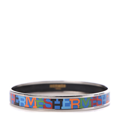 Hermes Enamel Printed Narrow Capitales Bracelet 70 1 of 5