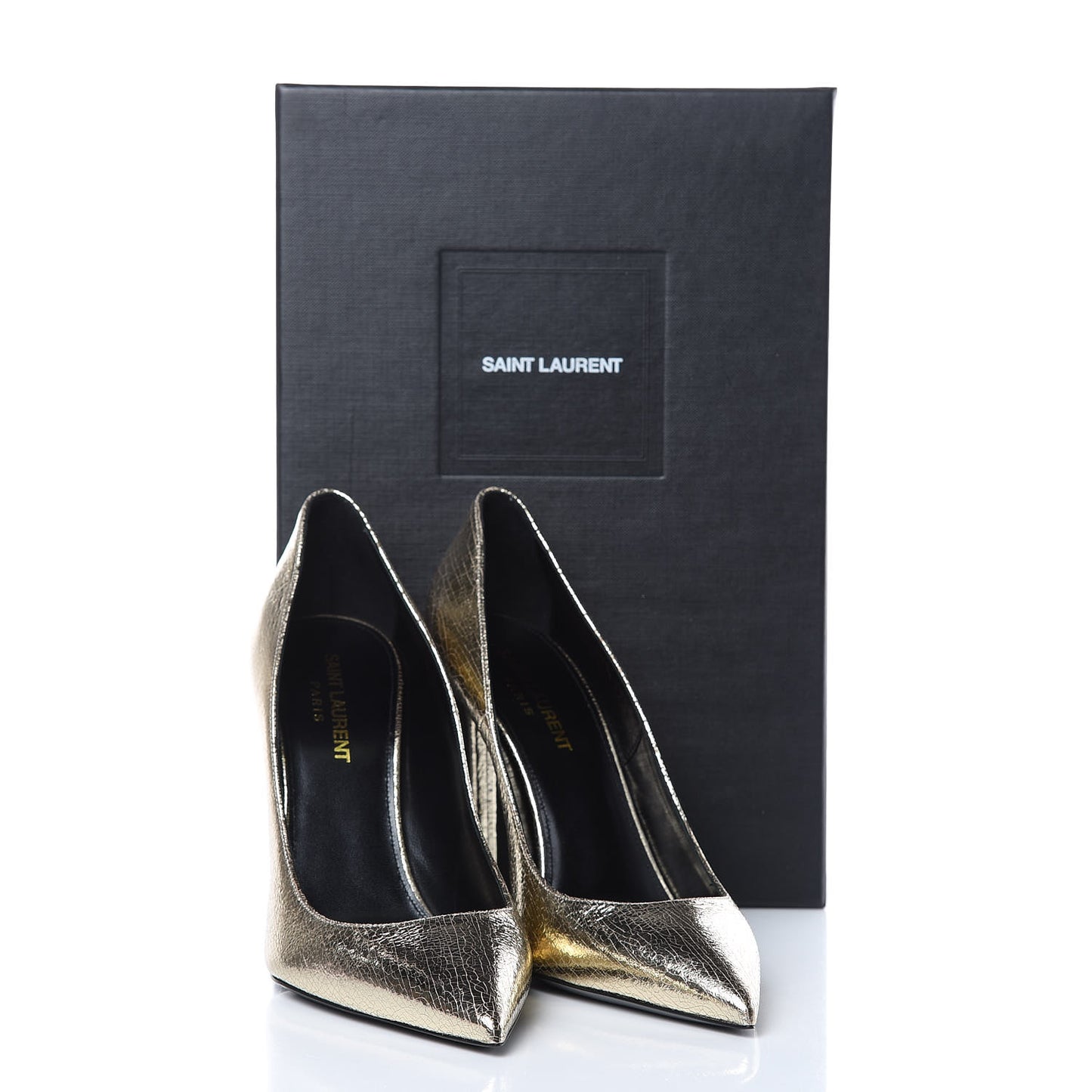 Metallic Supercrack Calfskin Anja 150 Pumps 37.5 Gold