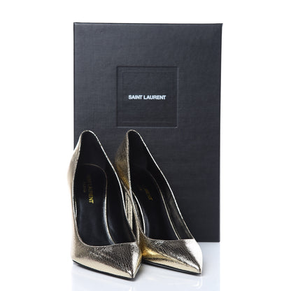 Saint Laurent Metallic Supercrack Calfskin Anja 150 Pumps 37.5 Gold 10 of 10