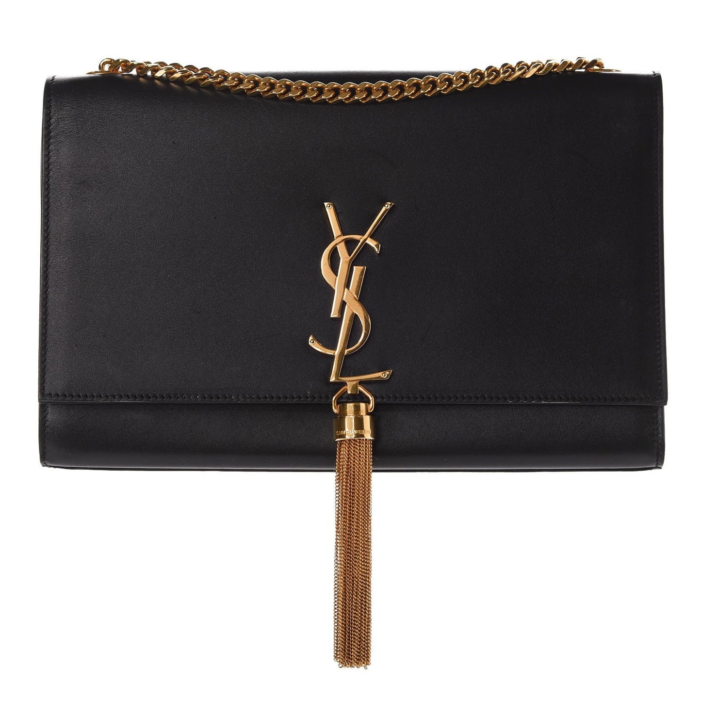 Smooth Calfskin Medium Classic Monogram Kate Tassel Satchel Black
