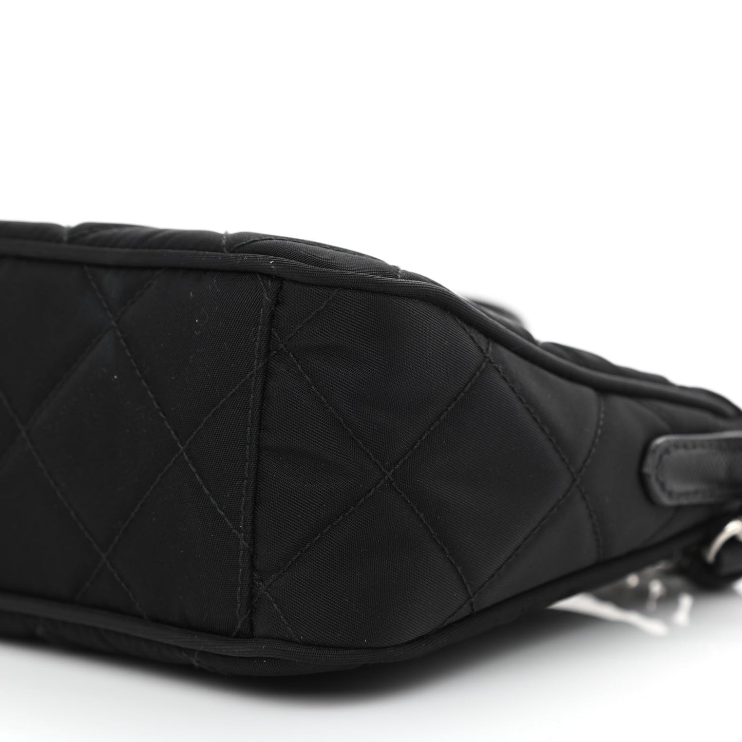 Nylon Tessuto Impuntu Quilted Crossbody Bag Black
