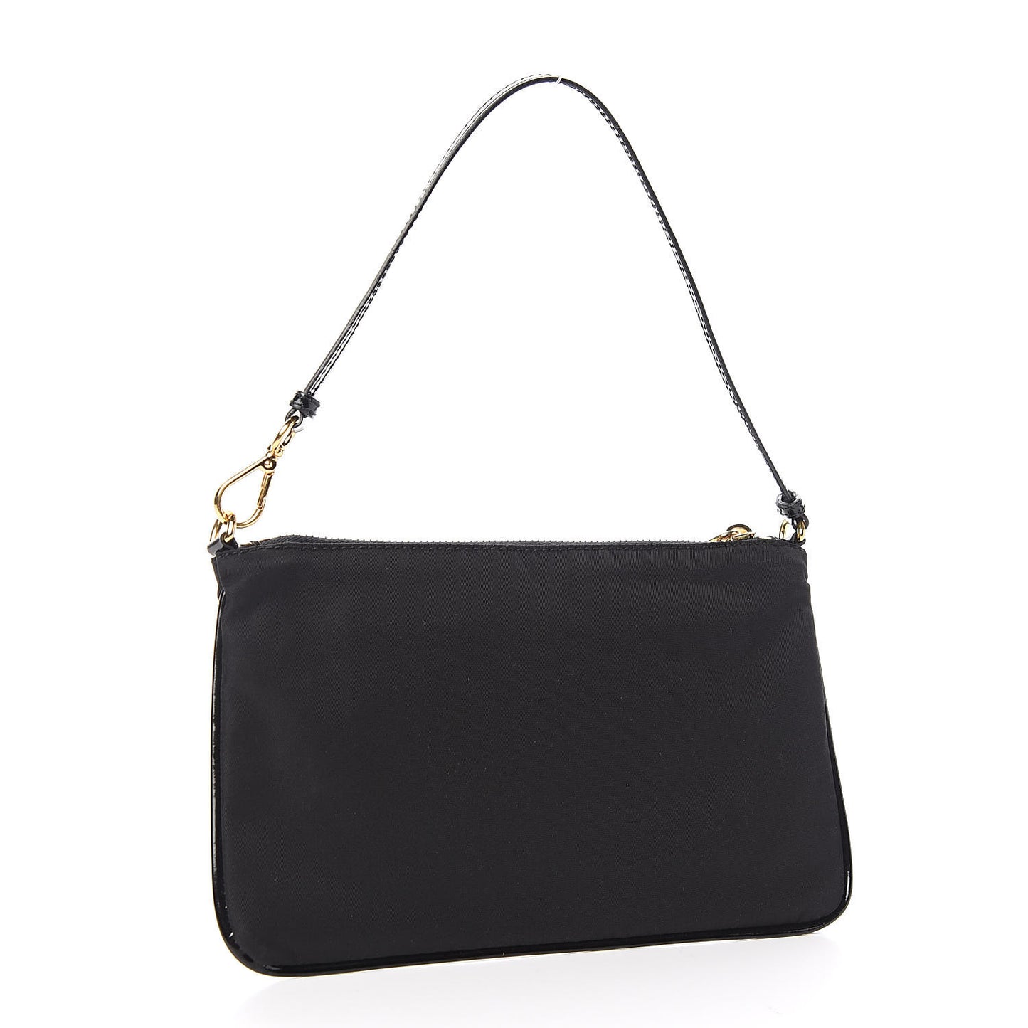 Tessuto Nylon Spazzolato Bow Pochette Black
