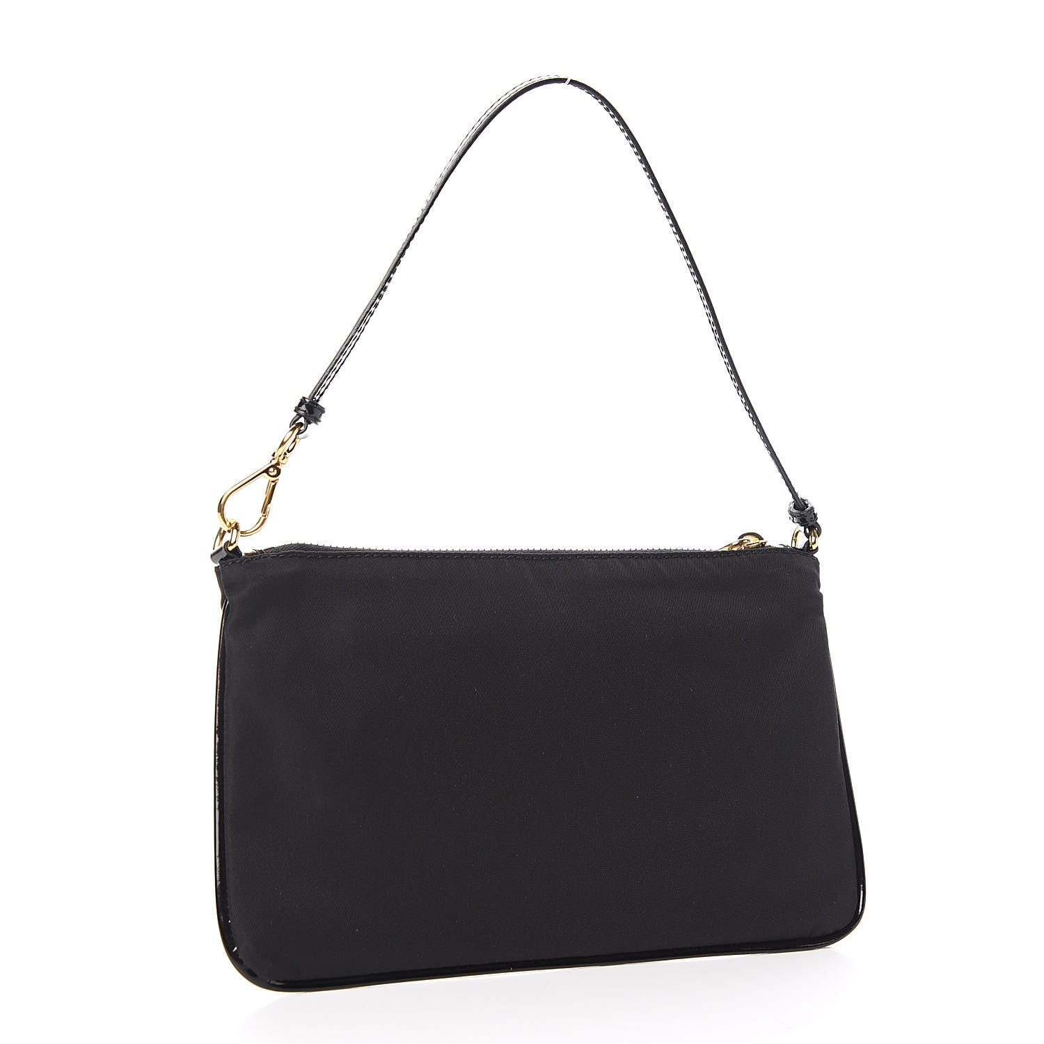 Prada Tessuto Nylon Spazzolato Bow Pochette Black 3 of 11