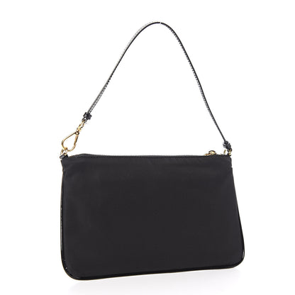Prada Tessuto Nylon Spazzolato Bow Pochette Black 3 of 11