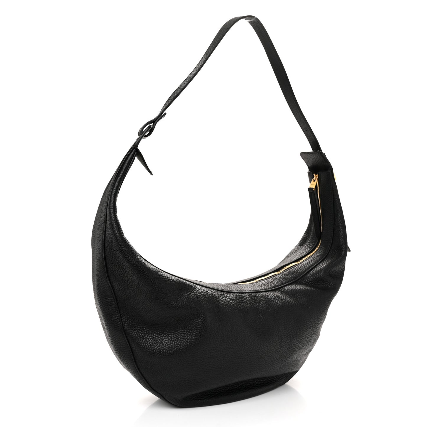 Pebbled Calfskin Augustina Hobo Black