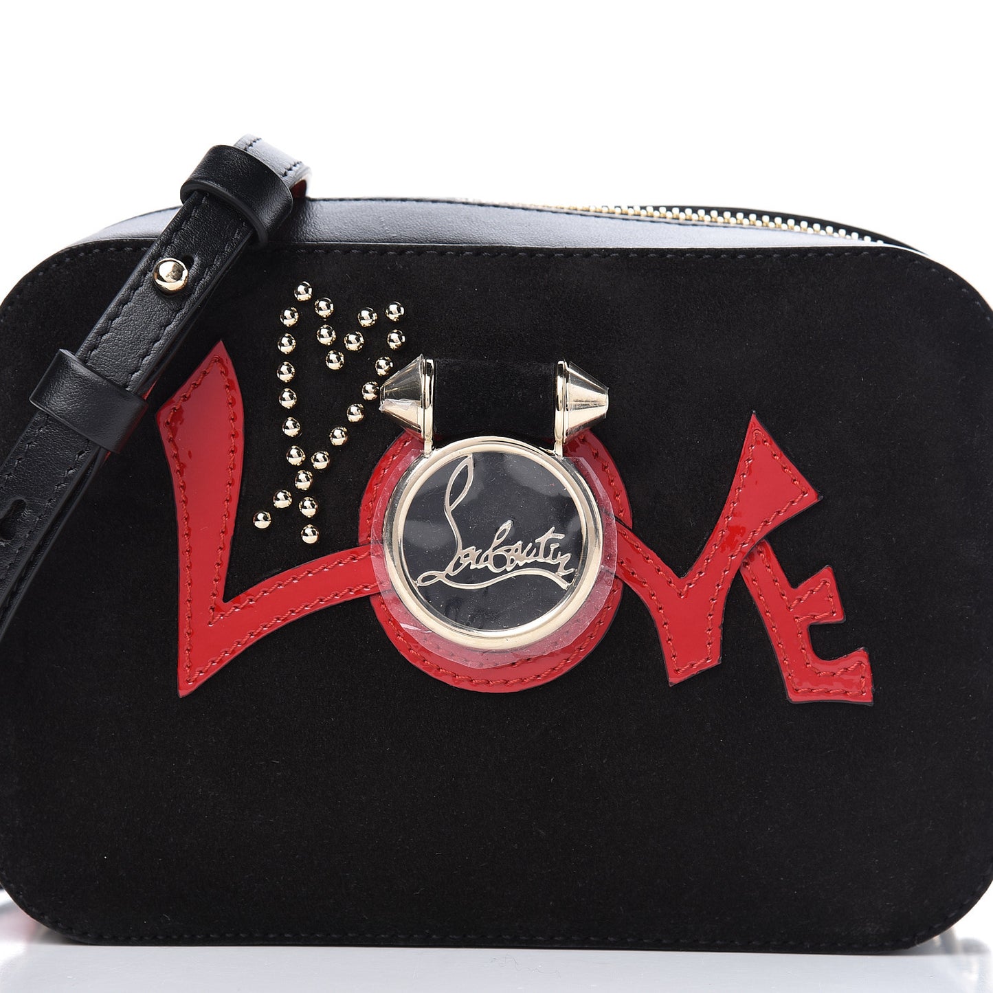 Suede Calfskin Love Rubylou Crossbody Black