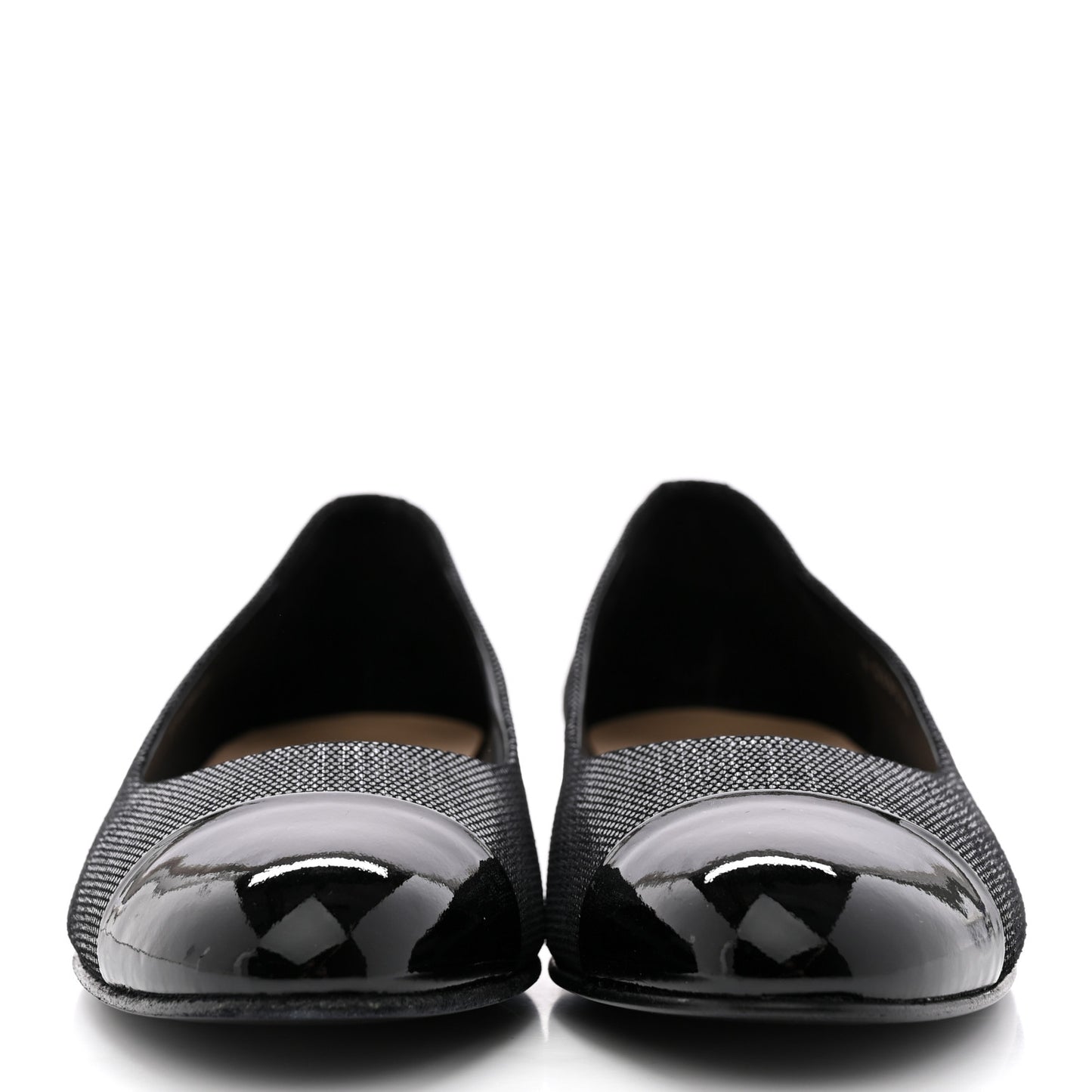 Fantasy Goatskin Patent Calfskin Crystal Cap Toe CC Ballerina Flats 39 Black