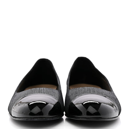 Chanel Fantasy Goatskin Patent Calfskin Crystal Cap Toe CC Ballerina Flats 39 Black 2 of 14