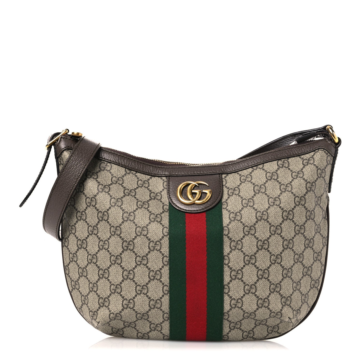 Gucci GG Supreme Monogram Web Small Ophidia Half Moon Hobo Brown 1 of 11