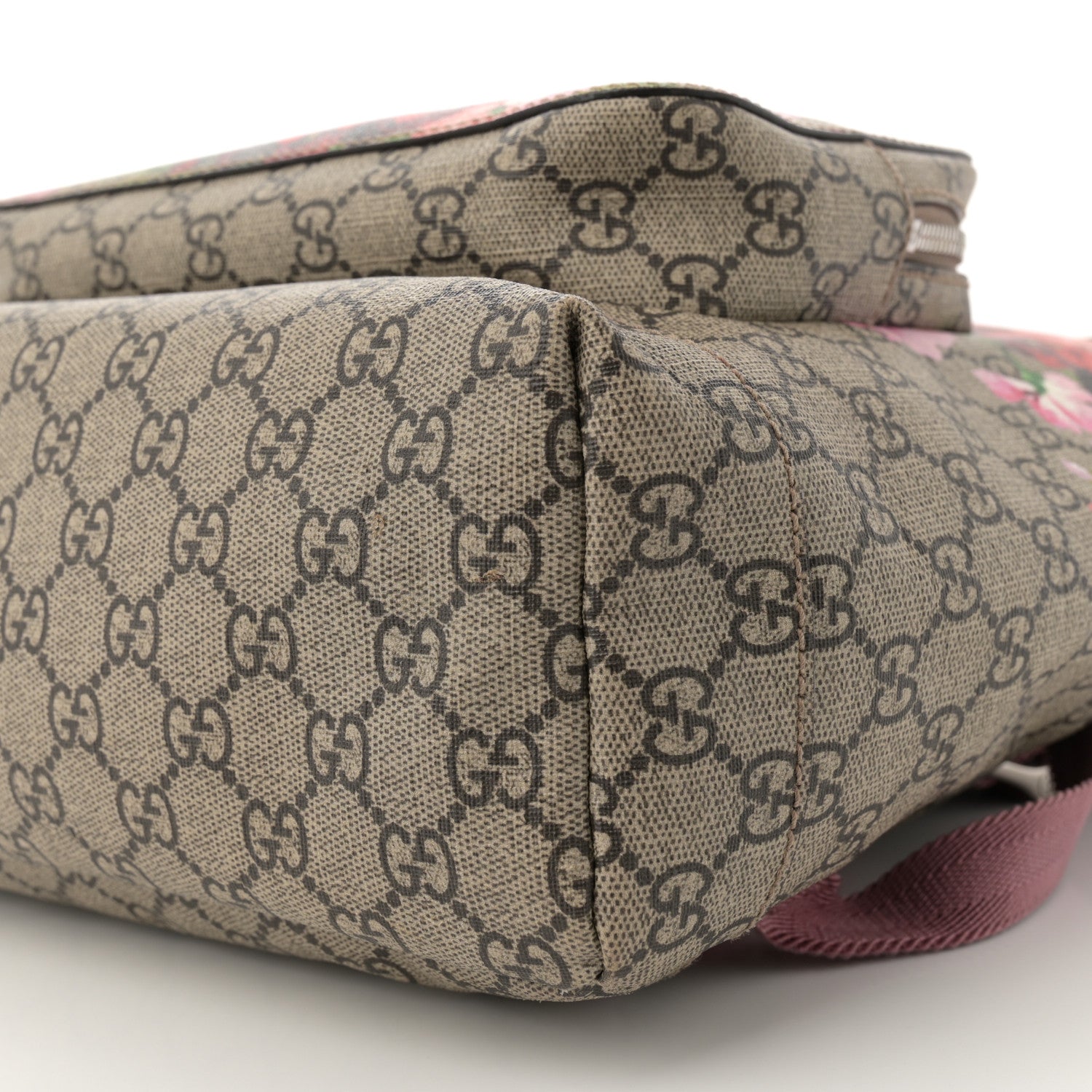 Gucci GG Supreme Monogram Blooms Medium Single Buckle Backpack Beige Multicolor Dry Rose 10 of 14