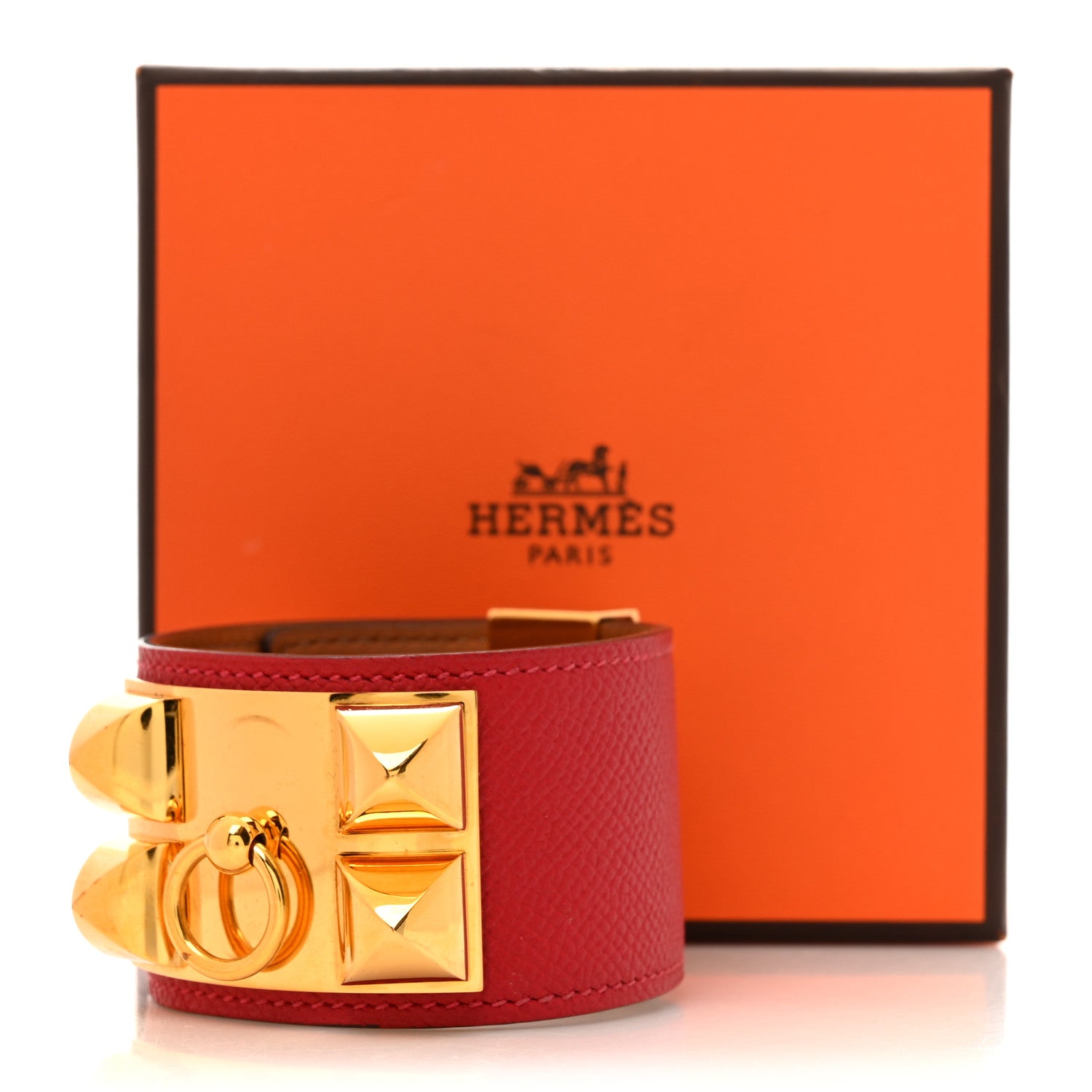 Hermes Epsom Collier de Chien CDC Bracelet L Rouge Casaque 7 of 7