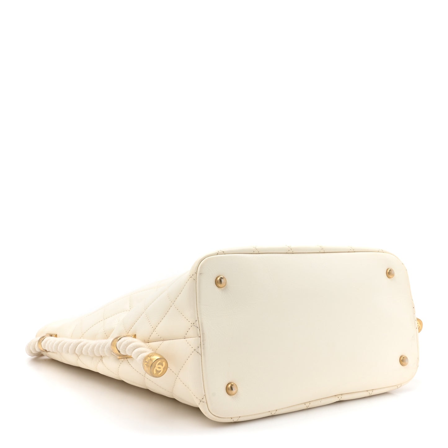 Crumpled Calfskin En Vogue Rope Hobo Bag White