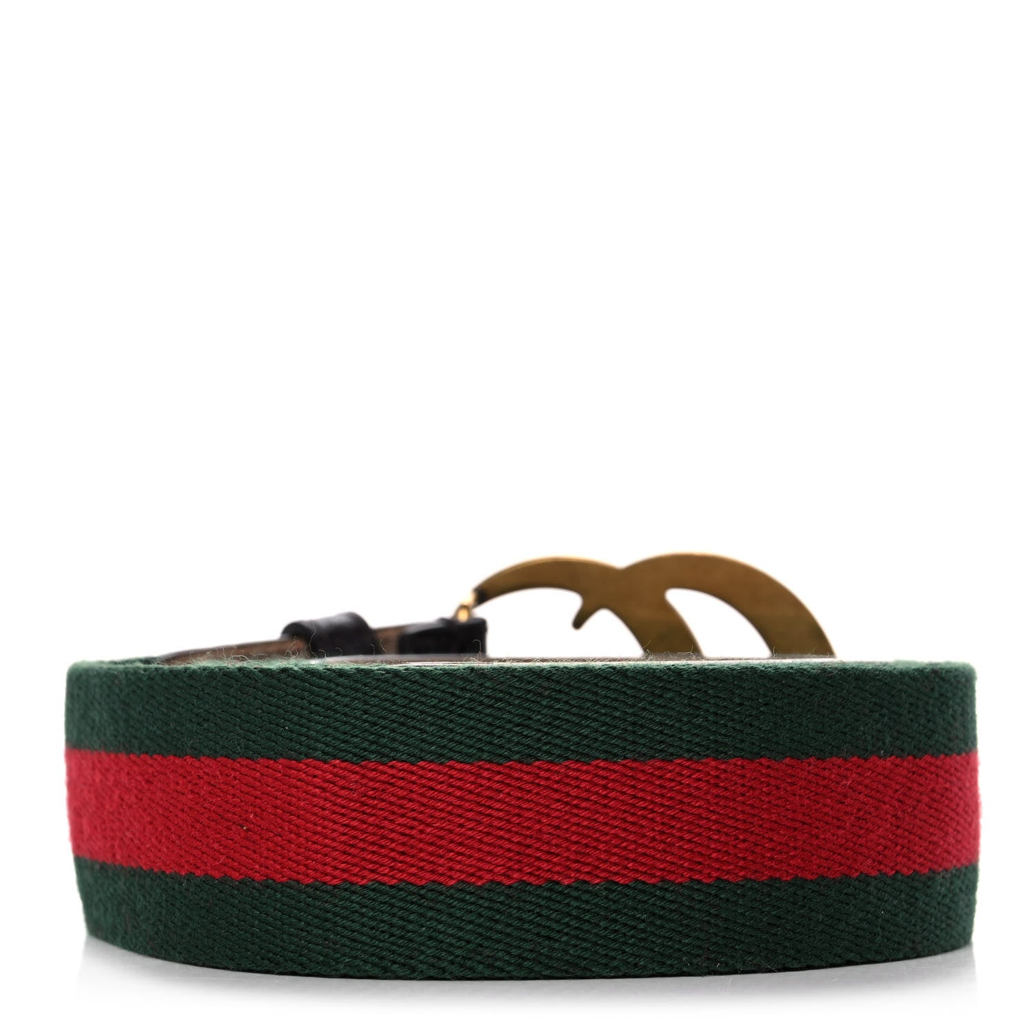 Gucci Nylon Textured Calfskin Double G Web 40mm Belt 100 40 Green Red Dark Cocoa 2 of 6