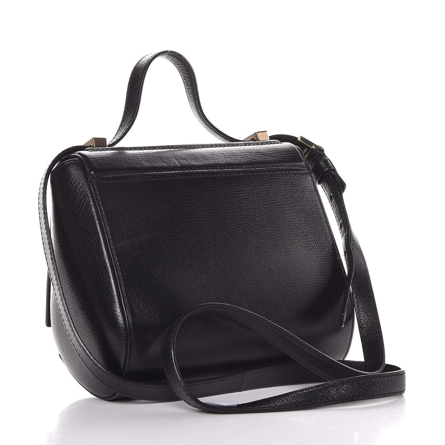 Textured Calfskin Mini Pandora Box Crossbody Bag Black