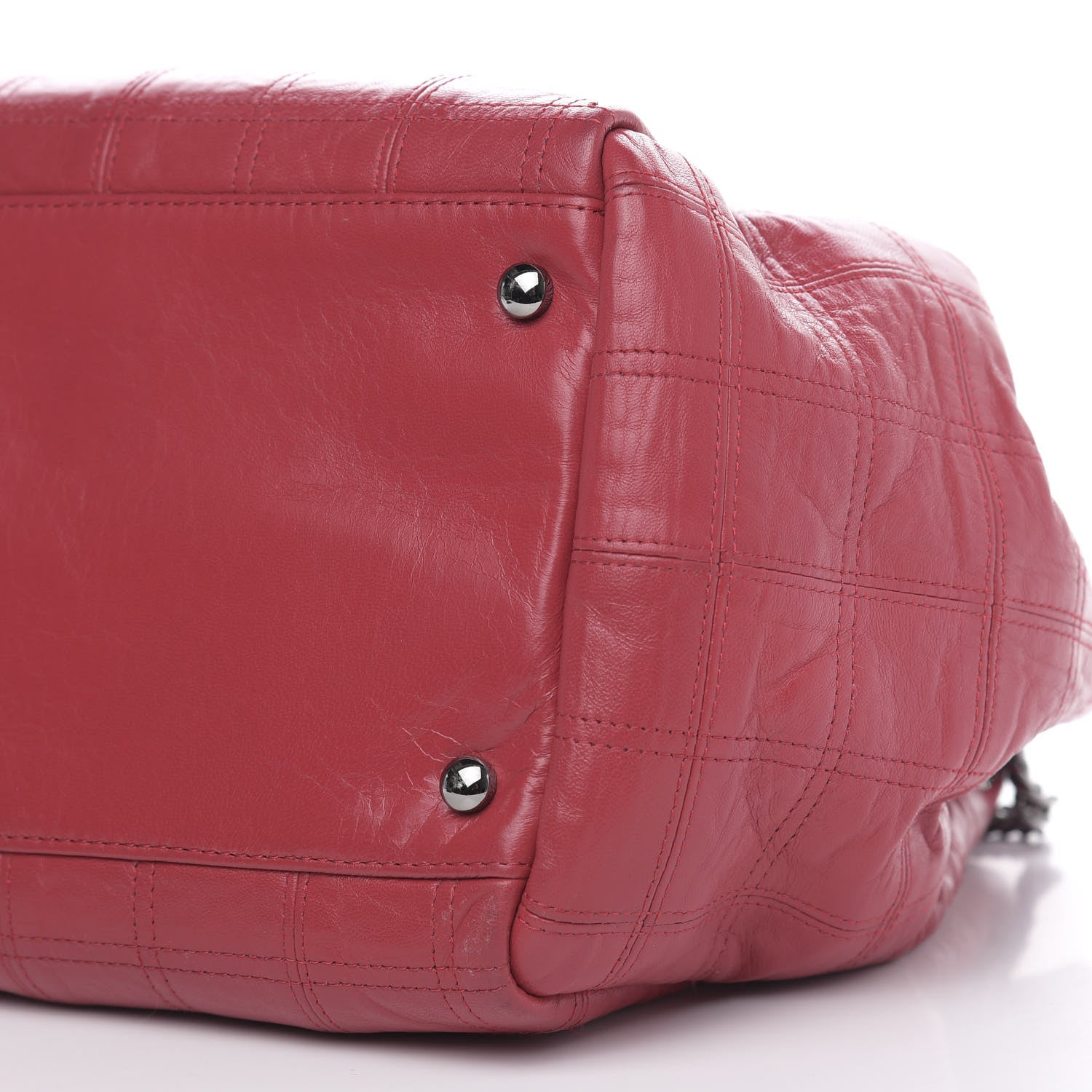 Chanel Lambskin Square Stitched Lax Accordion Shoulder Bag Red 9 of 14