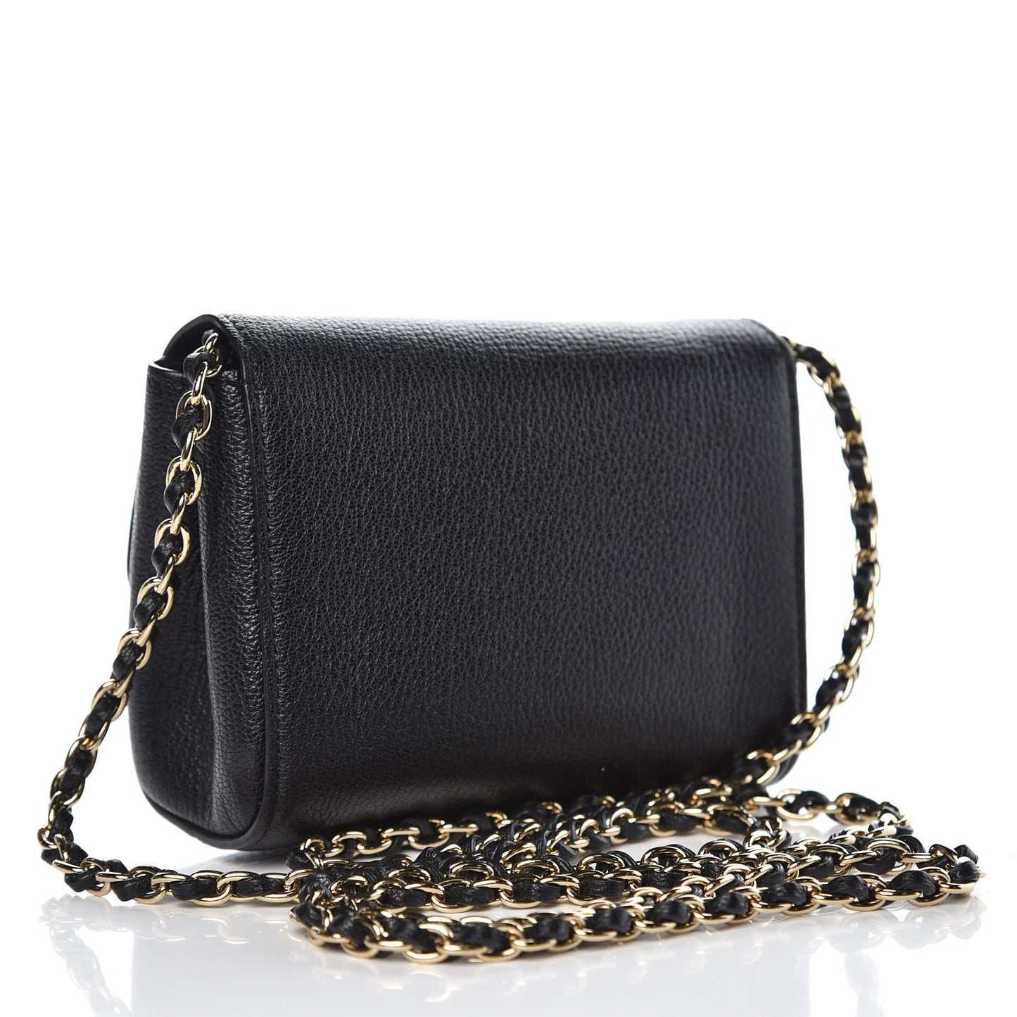 Glossy Goatskin Mini Lily Flap Black