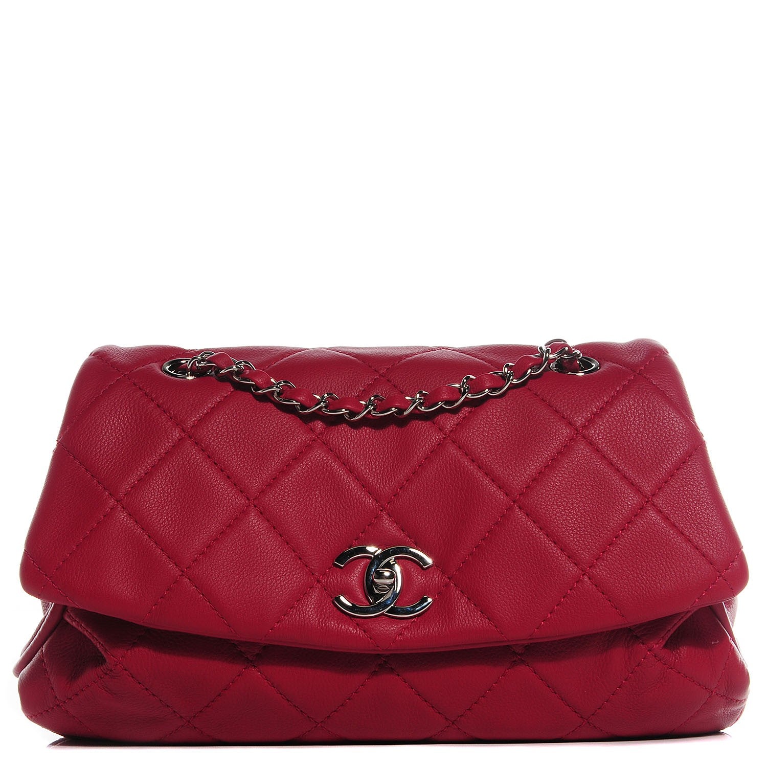 Chanel Calfskin Quilted CC Curvy Flap Red 1 of 9