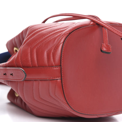 Gucci Calfskin Matelasse Sylvie Web GG Marmont Bucket Bag Hibiscus Red 12 of 15