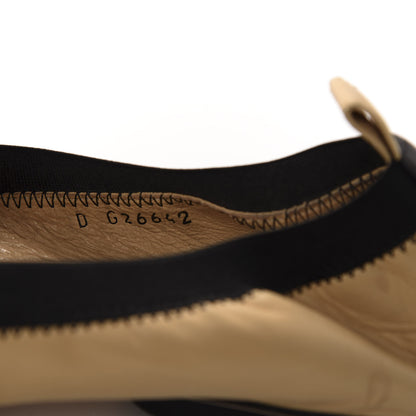 Chanel Lambskin CC Elastic Cap Toe Ballerina 39.5 Flats Beige Black 13 of 14