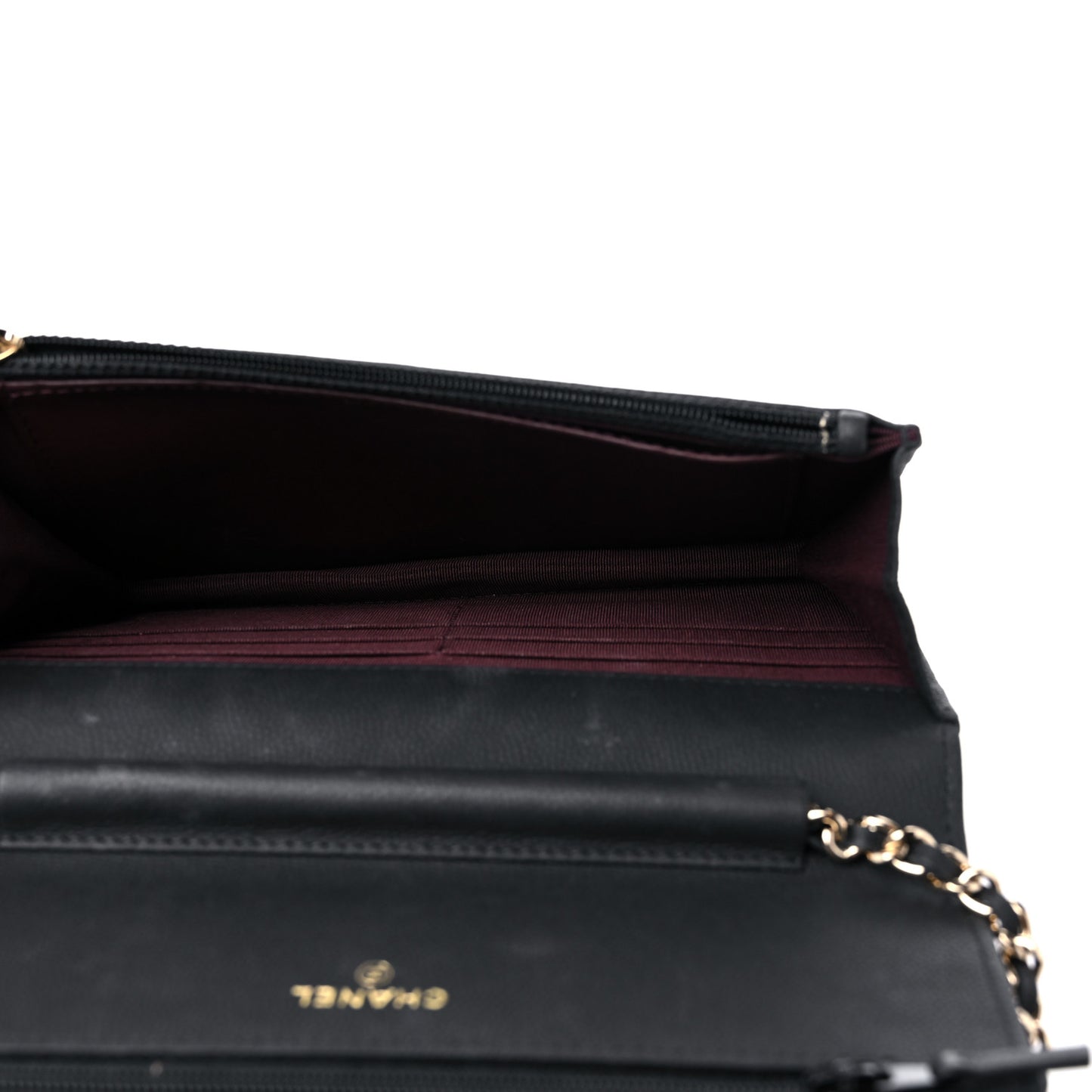 Caviar Chevron Quilted Wallet On Chain WOC Black