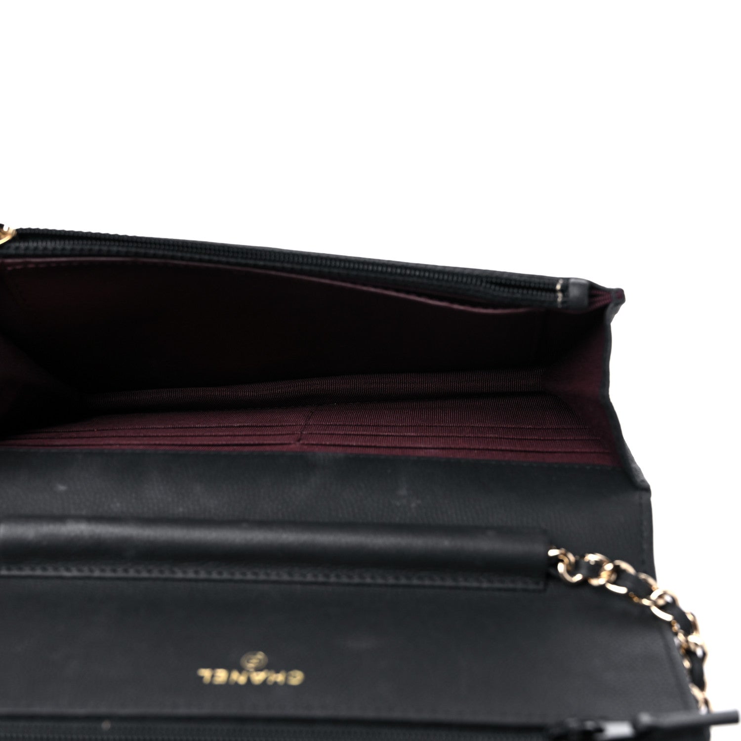 Chanel Caviar Chevron Quilted Wallet On Chain WOC Black 5 of 13