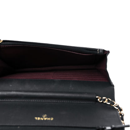 Chanel Caviar Chevron Quilted Wallet On Chain WOC Black 5 of 13