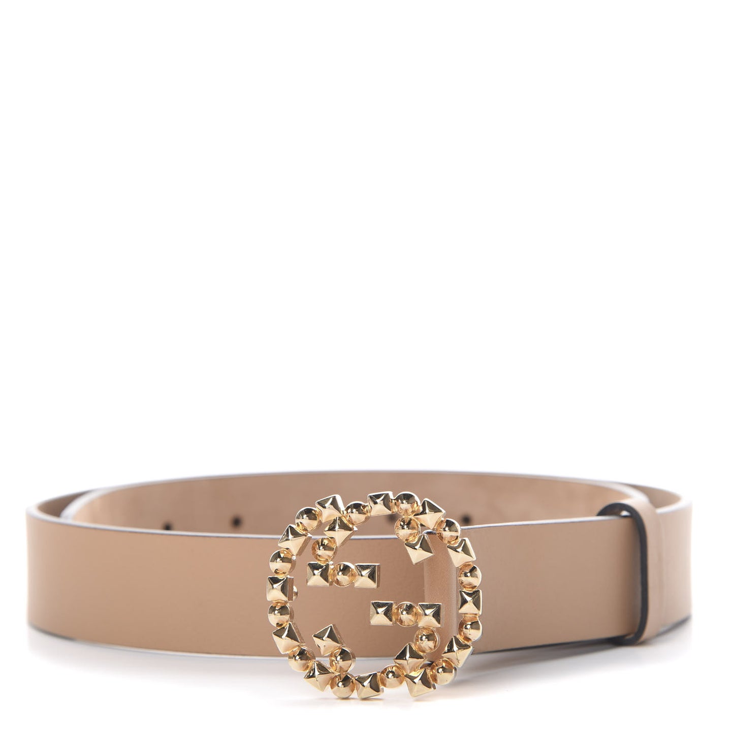 Calfskin Studded Interlocking G Belt 85 34 Rose Beige