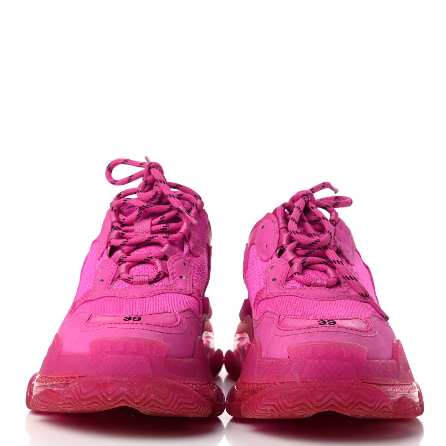 Balenciaga Fabric Mesh Clear Sole Fluo Womens Triple S Sneakers 39 Pink 2 of 13