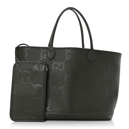 Gucci Monogram Jumbo GG Calfskin Web Large Shopping Tote Dark Green 3 of 10