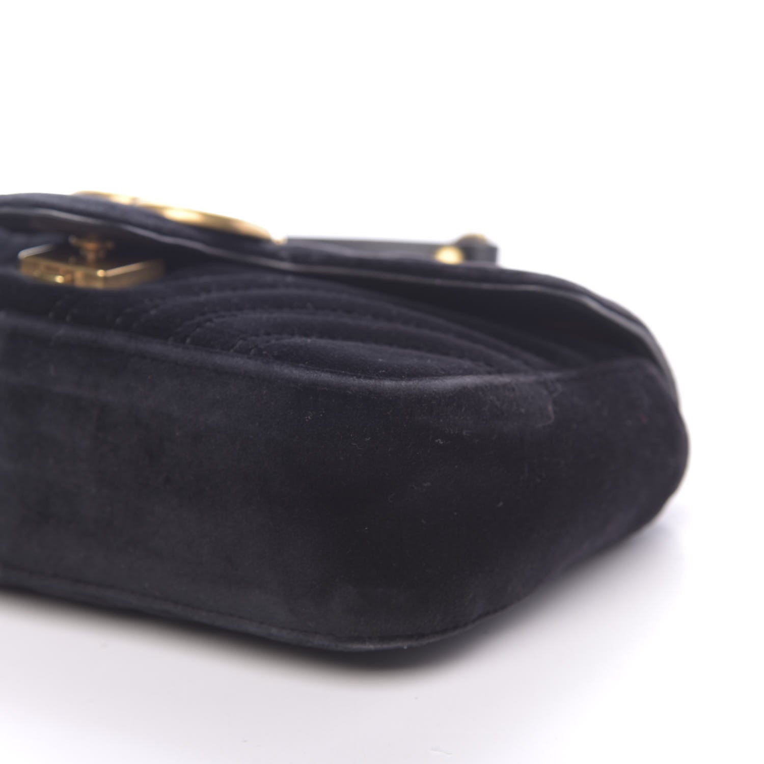 Gucci Velvet Matelasse Mini GG Marmont Shoulder Bag Black 13 of 16