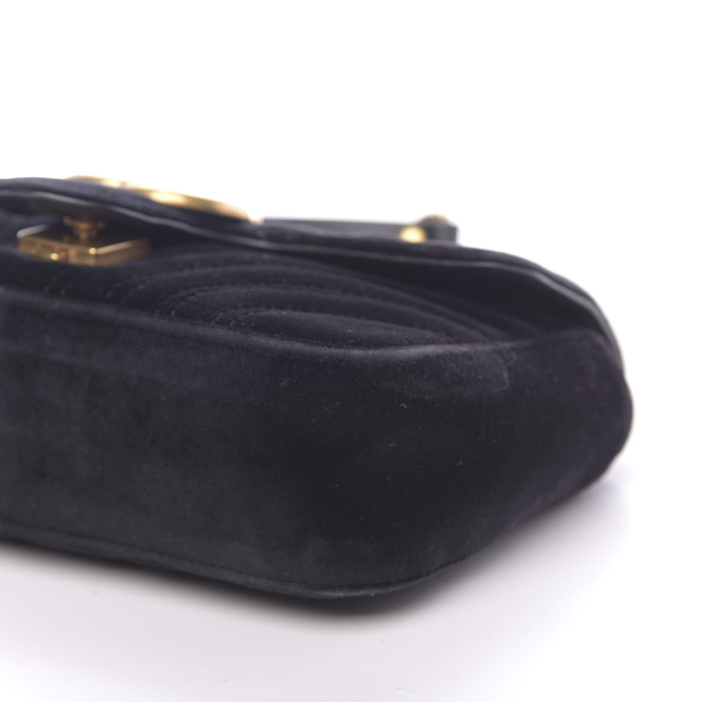 Velvet Matelasse Mini GG Marmont Shoulder Bag Black
