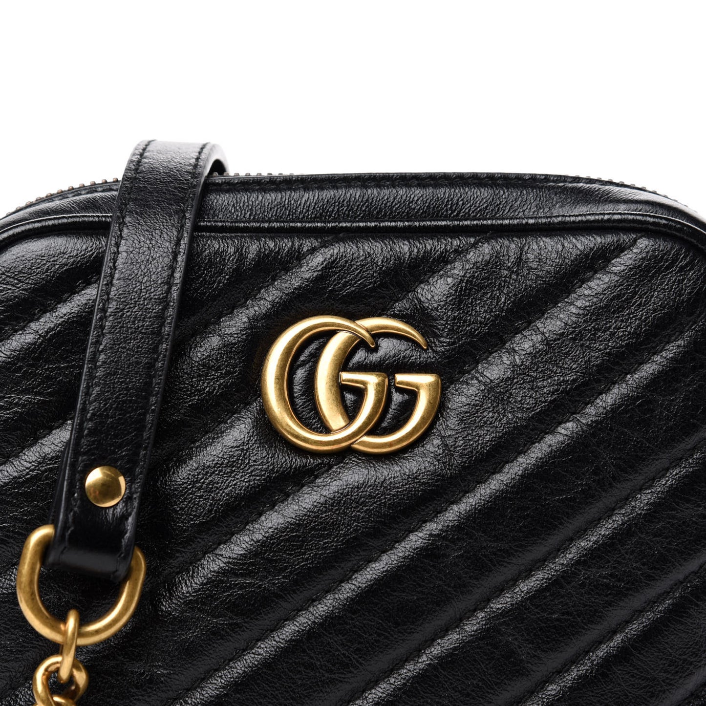 Azalea Calfskin Matelasse Diagonal Tall GG Marmont Crossbody Bag Black