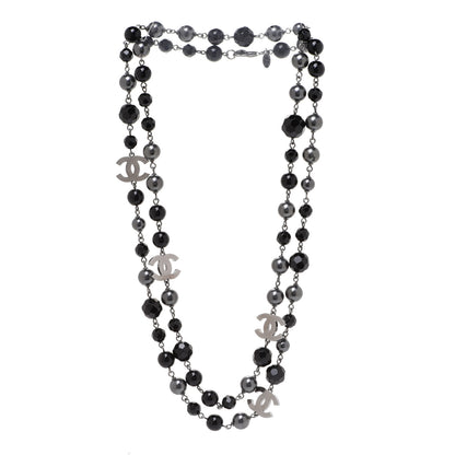 Chanel Ruthenium Pearl Beaded CC Long Necklace Black 3 of 5