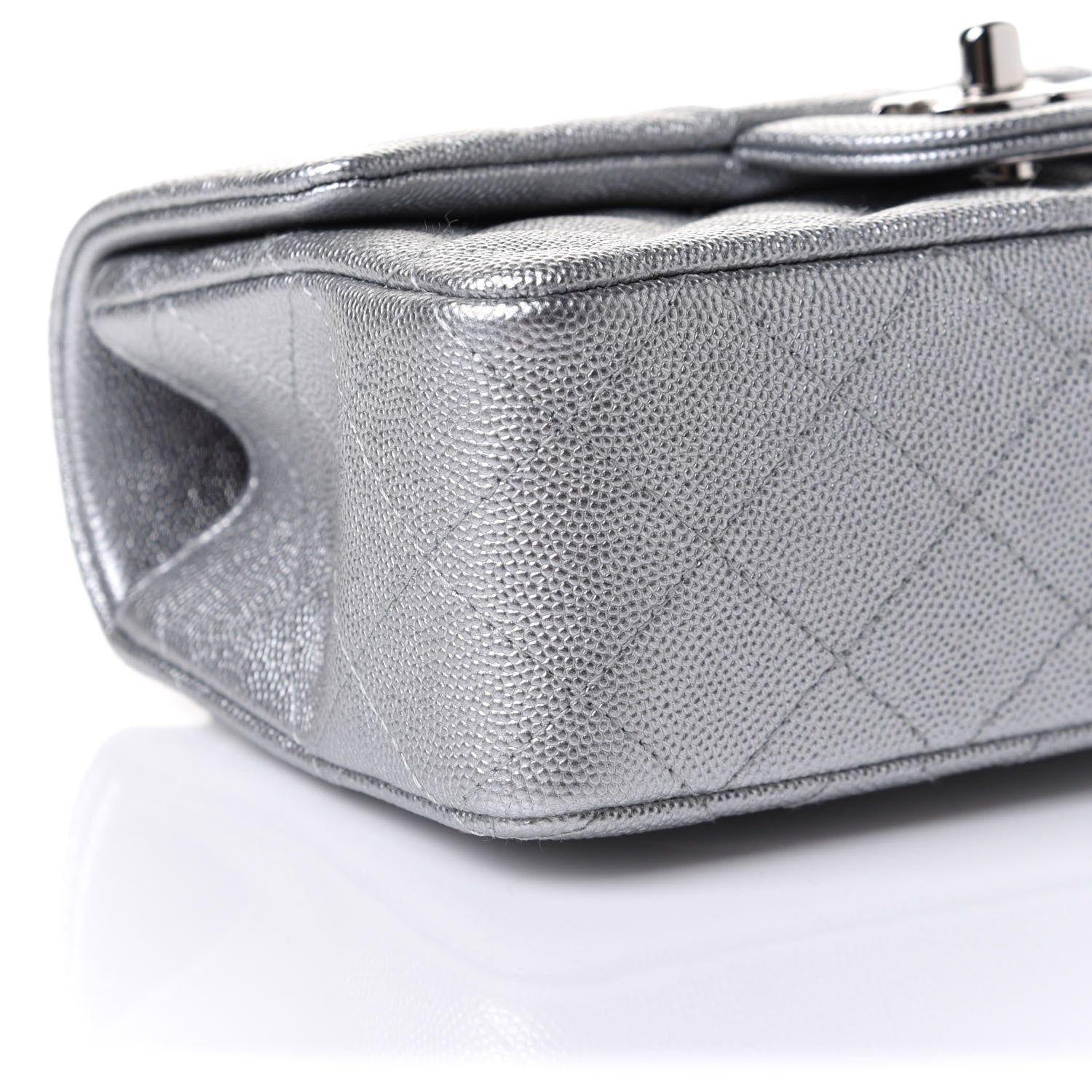 Chanel Metallic Caviar Quilted Mini Top Handle Rectangular Flap Silver 10 of 12