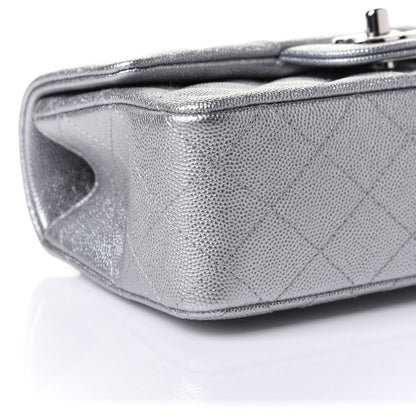 Chanel Metallic Caviar Quilted Mini Top Handle Rectangular Flap Silver 10 of 12