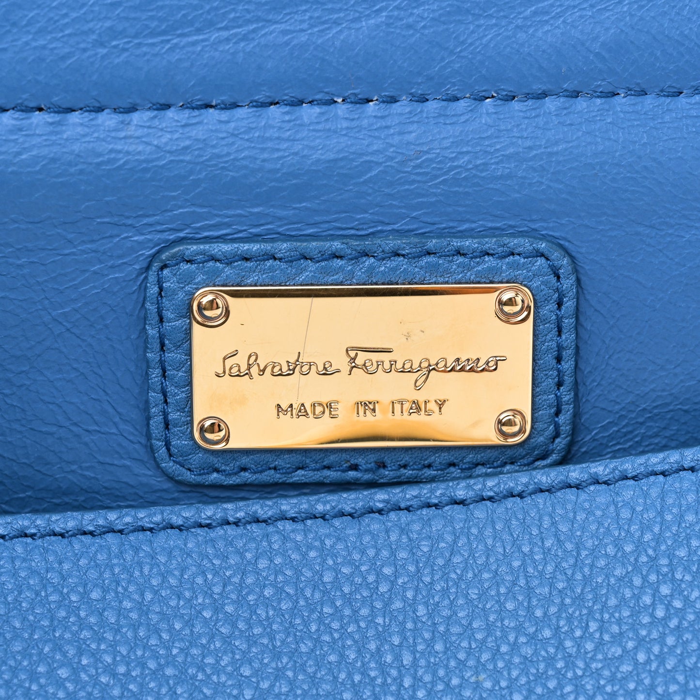 Grained Calfskin Medium Sofia Satchel Blue
