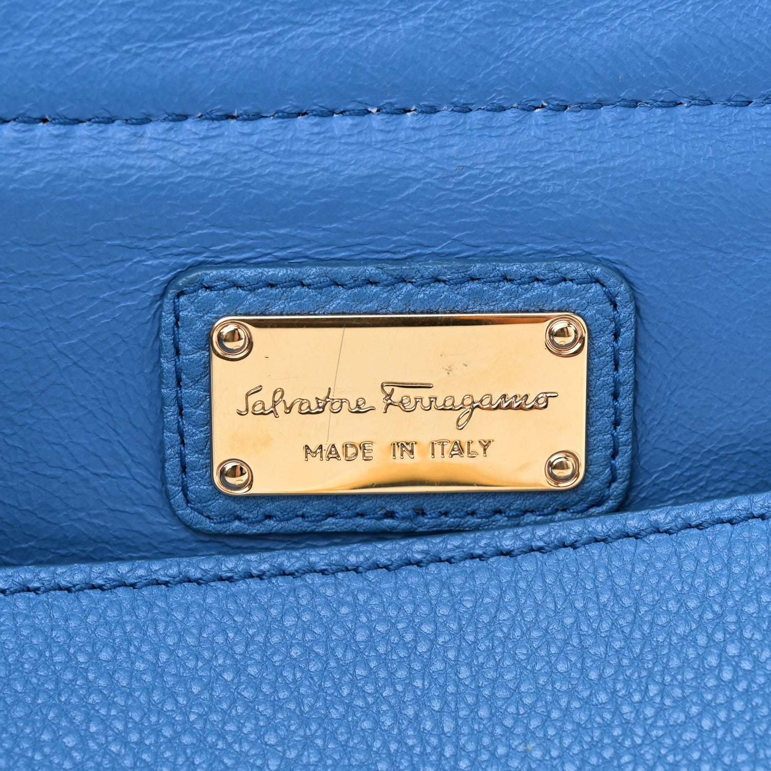 Salvatore Ferragamo Grained Calfskin Medium Sofia Satchel Blue 6 of 9