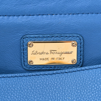 Salvatore Ferragamo Grained Calfskin Medium Sofia Satchel Blue 6 of 9
