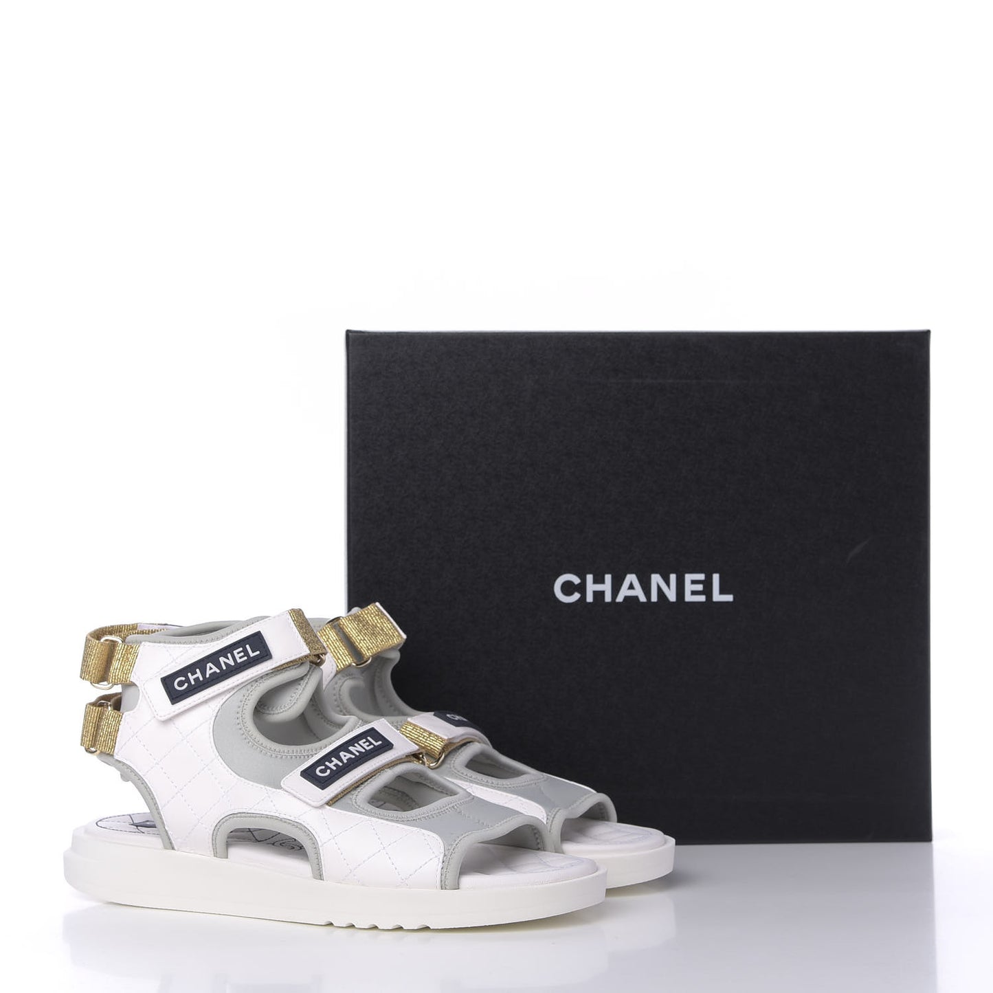 Goatskin Fabric Gladiator Sandals 41 White Light Grey Navy Blue