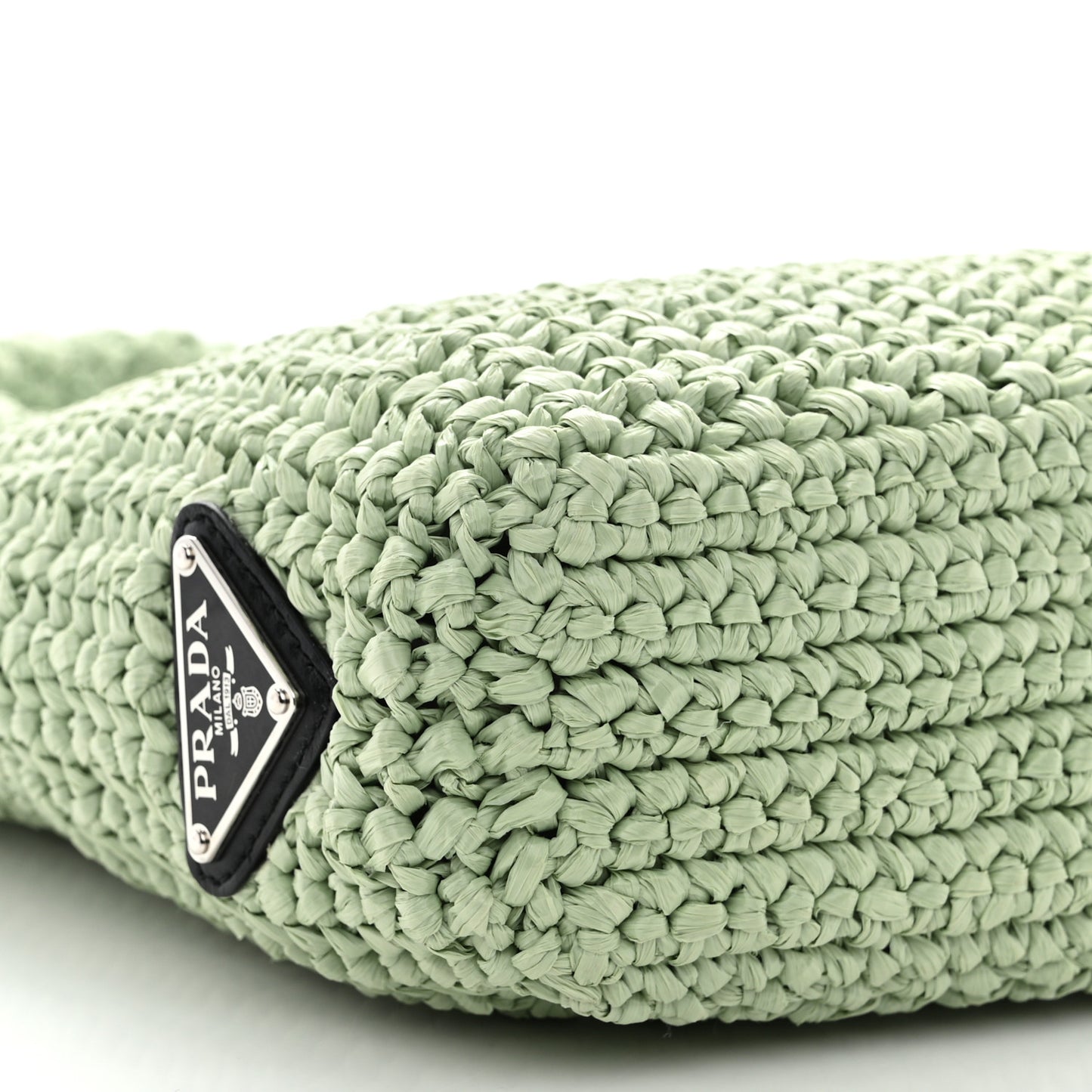 Yarn Raffia Effect Crochet Small Logo Tote Acqua