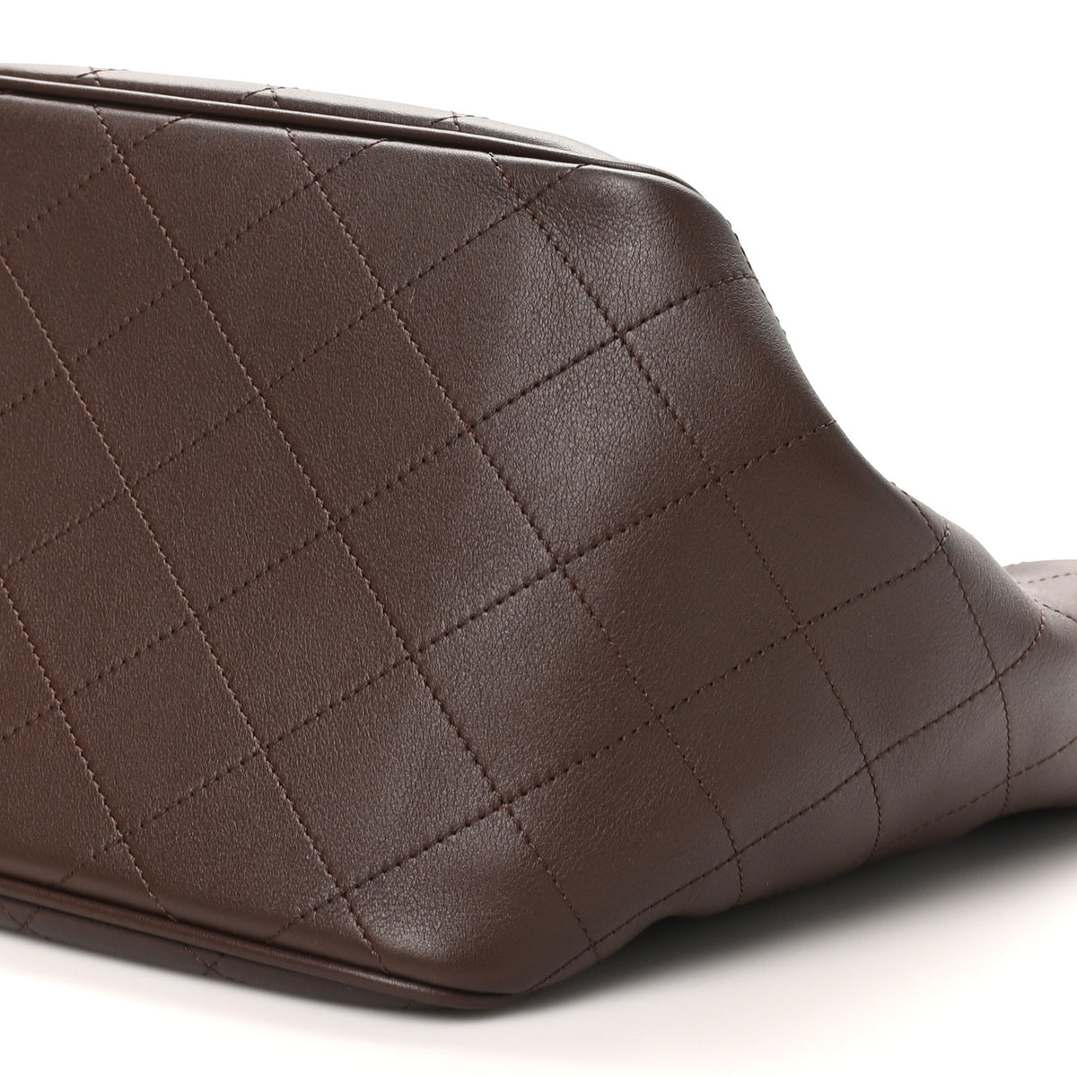 Calfskin Stitched Mini Shopping Tote  Dark Brown