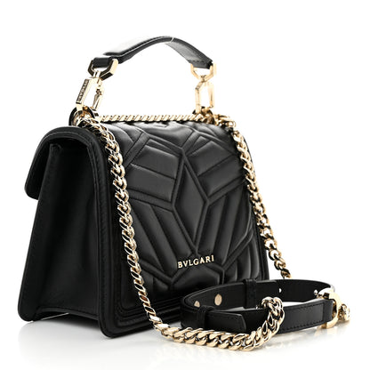 Bulgari Smooth Calfskin Quilted Serpenti Forever Diamond Maxi Framed Shoulder Bag Black 4 of 10