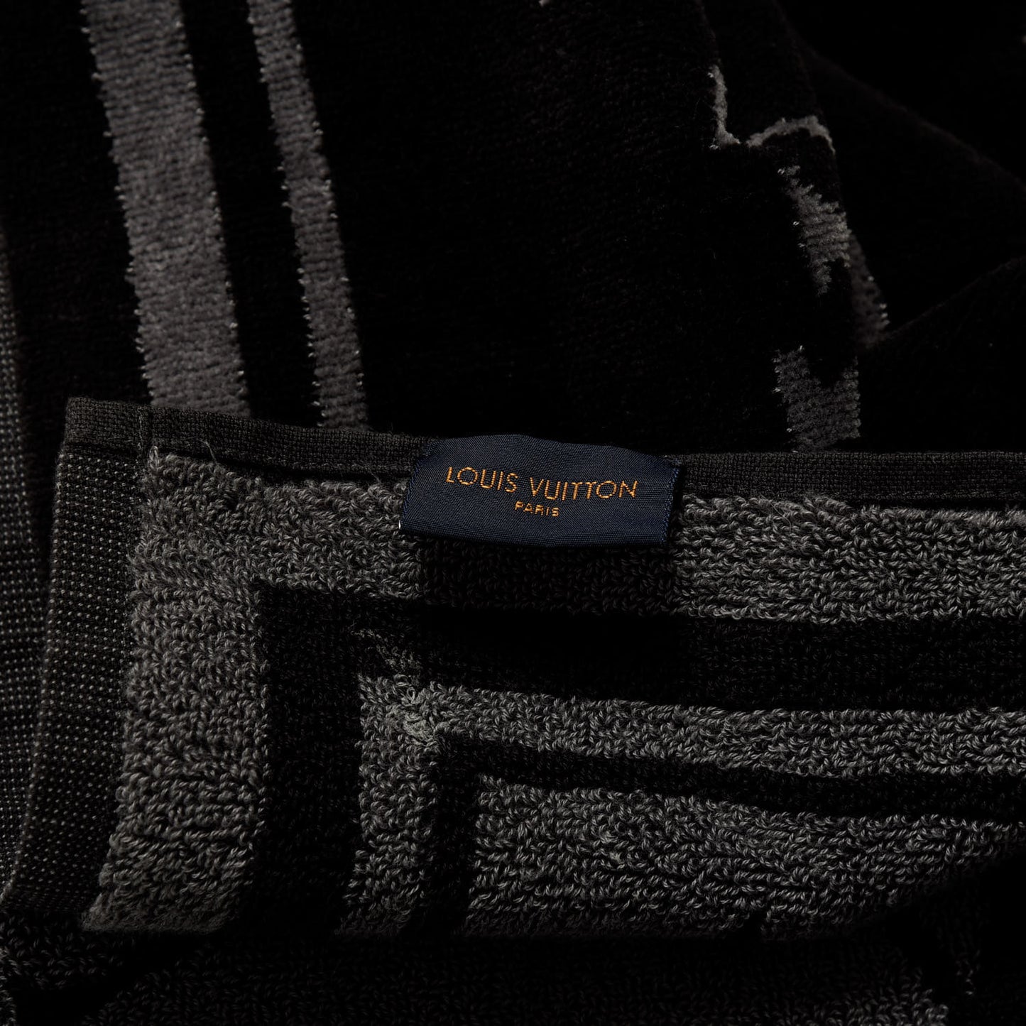 Cotton Monogram Eclipse Beach Towel Black