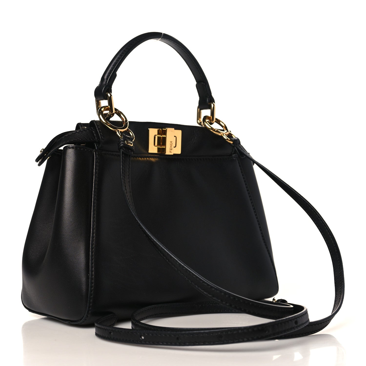 Fendi Nappa Mini Peekaboo Iconic Satchel Black 3 of 8