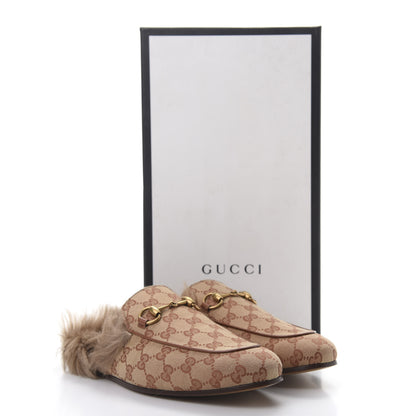 Gucci GG Monogram Fur Mens Princetown Slippers 8 Beige Ruggine Rust 8 of 8