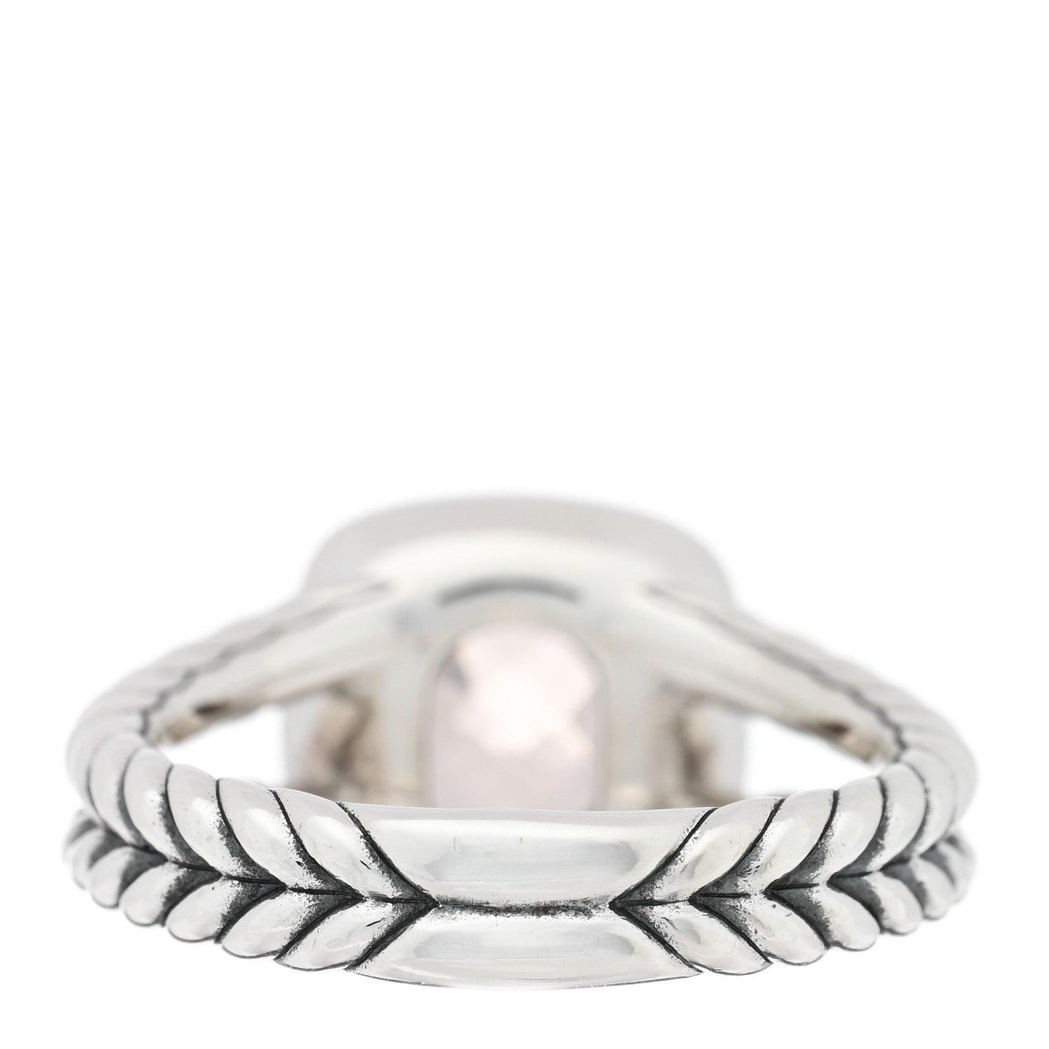 David Yurman Sterling Silver Diamond Morganite 7mm Petite Albion Ring 54 7 3 of 4